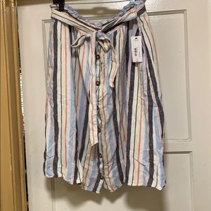 Striped button down skirt